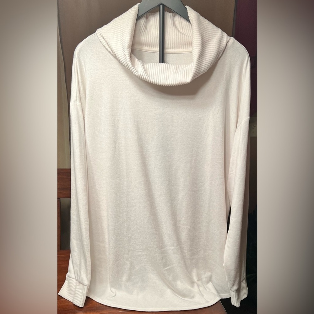 St John’s Bay Cozy Super Soft! Off White Cream Cowl Neck Sweater Women’s 2X